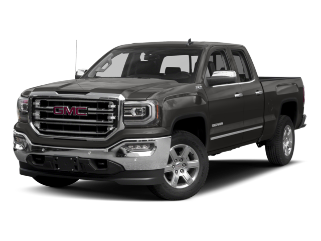 2018 GMC Sierra 1500 SLT in Dark Slate Metallic — front three-quarter view