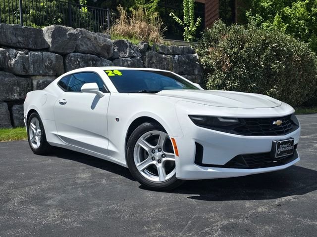 2024 Chevrolet Camaro 1LT in Summit White — front three-quarter view