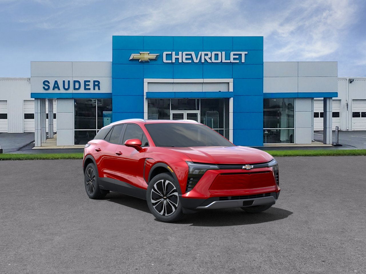 2025 Chevrolet Blazer EV LT in Radiant Red Tintcoat — front three-quarter view