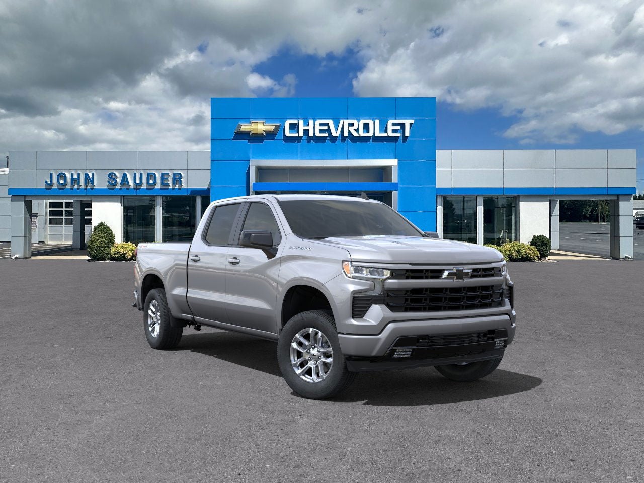 2025 Chevrolet Silverado 1500 RST in Sterling Gray Metallic — front three-quarter view